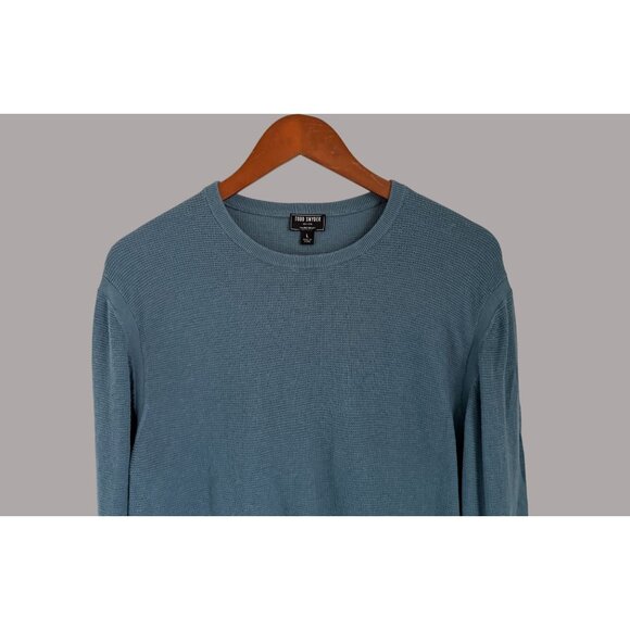 Todd Snyder Mens Blue Crew Neck Sweater L Cotton & Mulberry Silk Blend - Picture 2 of 7
